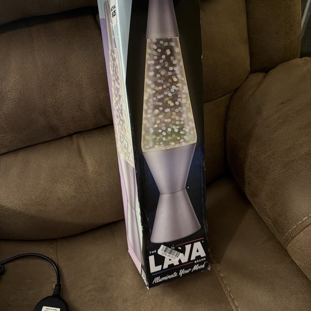 Original LAVA Lamp Silver Base Multi Glitter Swirl Motion 14.5" Gleaming Glitter